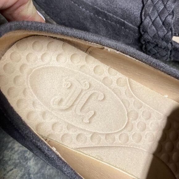 Gray Faux Suede Braided Loafer Flat Size 9 - Picture 8 of 9